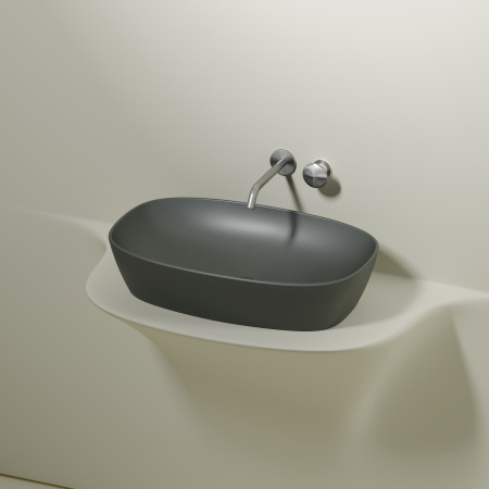 Раковина из сантехнического фарфора Ceramica Nova ELEMENT CN6049MH 60х38 накладная цвет антрацит матовый без отверстий под смеситель